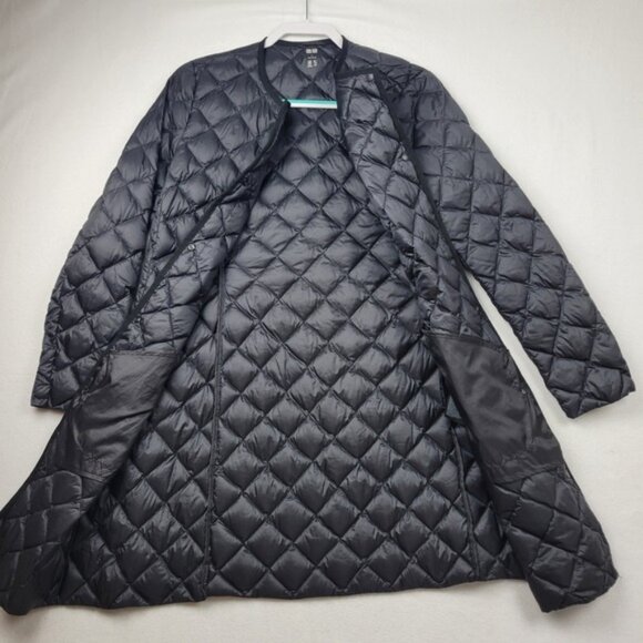 Uniqlo Diamond Quilted Down Coat Women L Long Jacket Lightweight Packable - Picture 3 of 14
